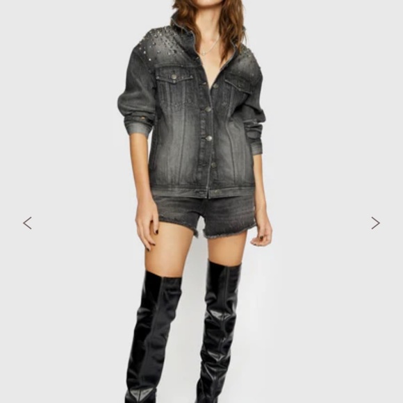 Rebecca Minkoff  NWT Crystal Embellished Denim Jacket - Picture 1 of 3